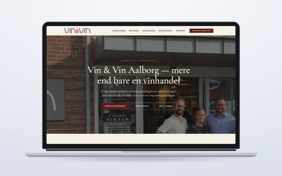 Hjemmeside for Vin & Vin Aalborg